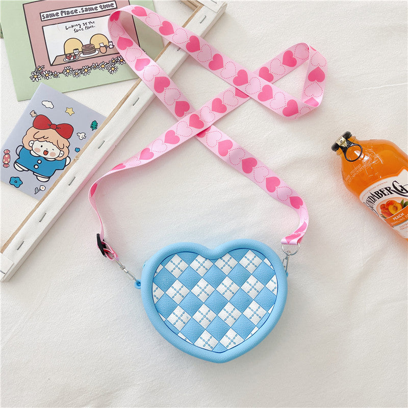 Women Cute Heart Shape Small Shoulder Bag Silicone Crossbody Bag Birthday Gift