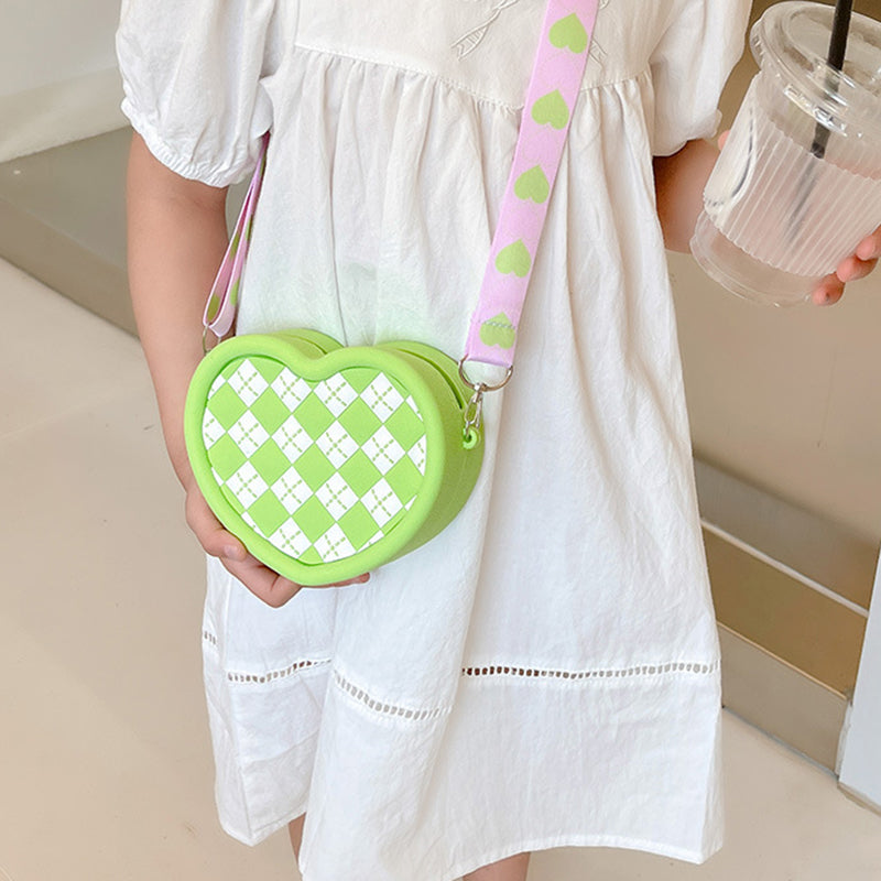 Women Cute Heart Shape Small Shoulder Bag Silicone Crossbody Bag Birthday Gift