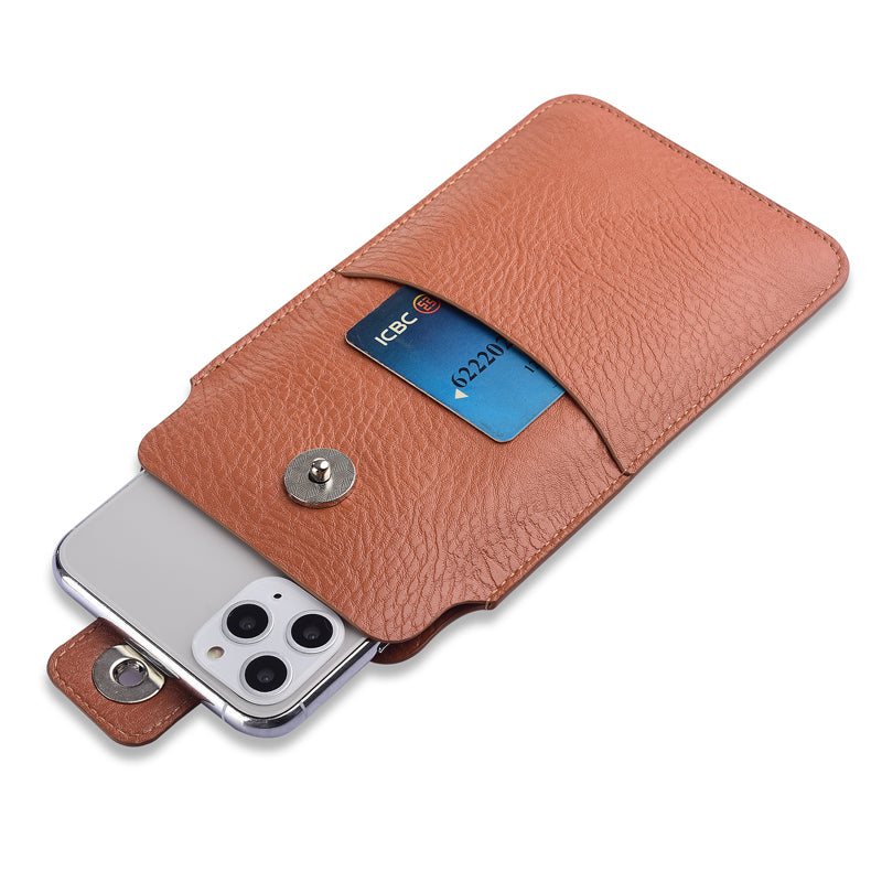Slim PU Leather Belt Phone Bag for Mobile Phones Magnetic Closure Waist Pouch