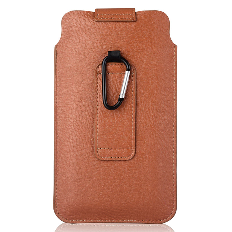 Slim PU Leather Belt Phone Bag for Mobile Phones Magnetic Closure Waist Pouch