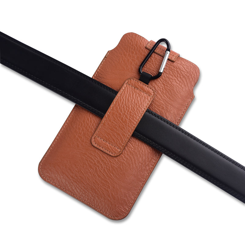 Slim PU Leather Belt Phone Bag for Mobile Phones Magnetic Closure Waist Pouch