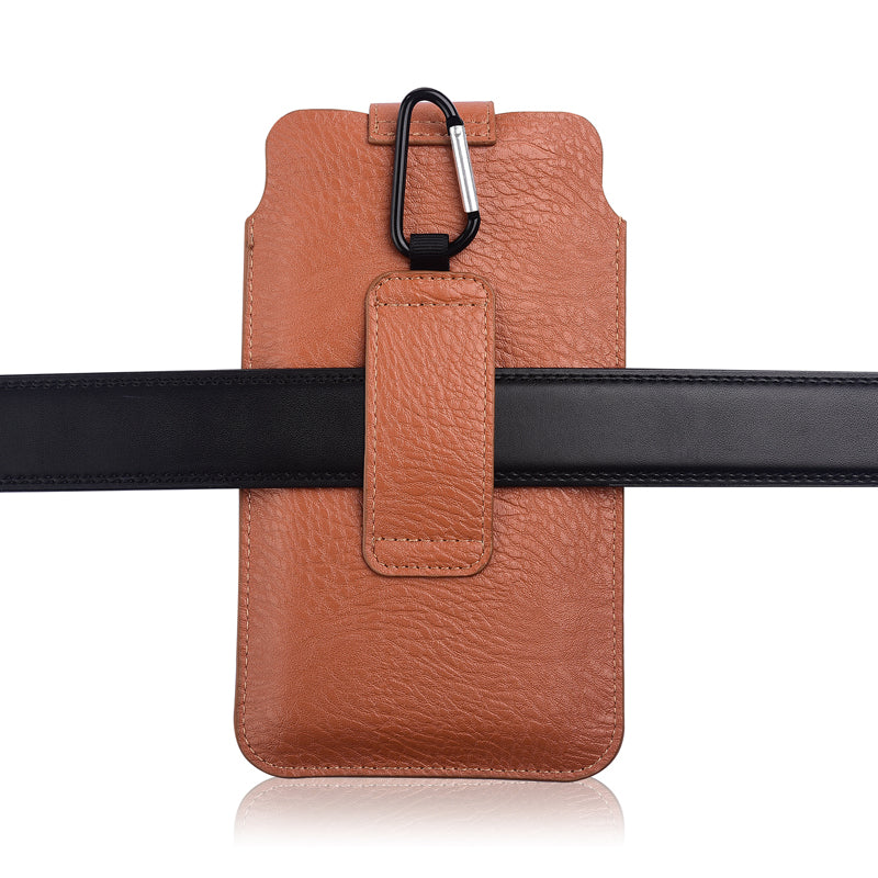 Slim PU Leather Belt Phone Bag for Mobile Phones Magnetic Closure Waist Pouch