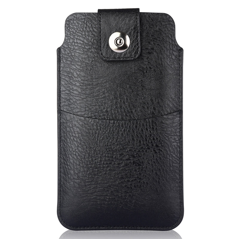 Slim PU Leather Belt Phone Bag for Mobile Phones Magnetic Closure Waist Pouch