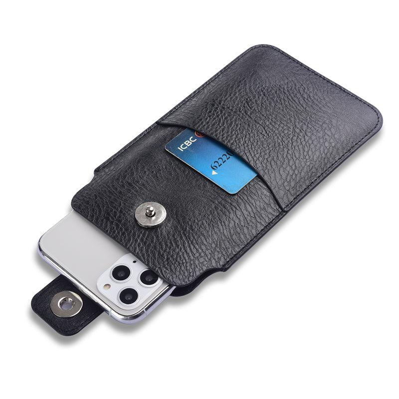 Slim PU Leather Belt Phone Bag for Mobile Phones Magnetic Closure Waist Pouch