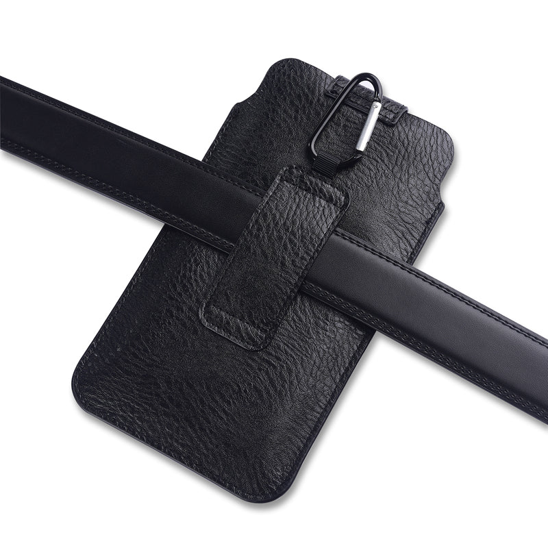 Slim PU Leather Belt Phone Bag for Mobile Phones Magnetic Closure Waist Pouch