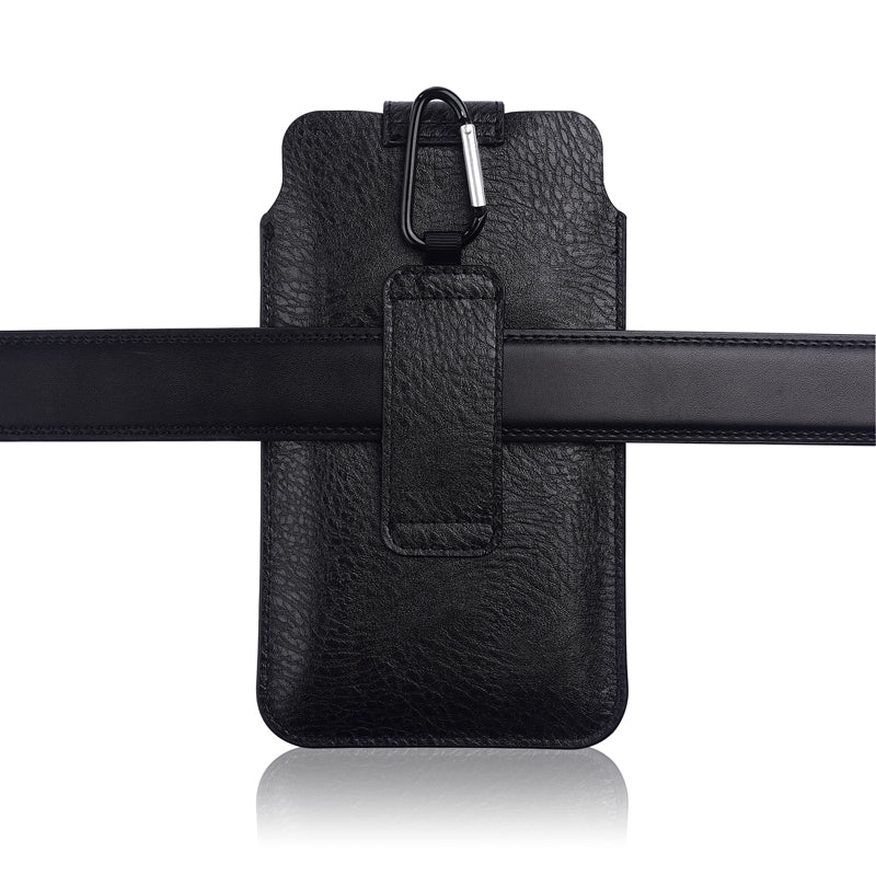 Slim PU Leather Belt Phone Bag for Mobile Phones Magnetic Closure Waist Pouch