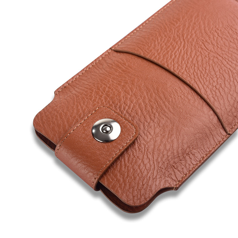 Slim PU Leather Belt Phone Bag for Mobile Phones Magnetic Closure Waist Pouch