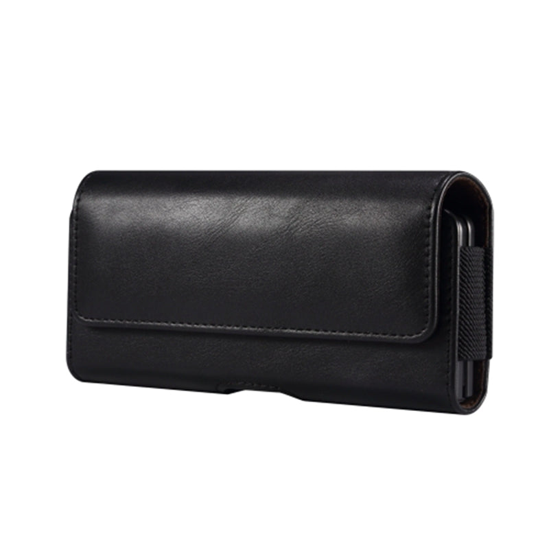 PU Leather Horizontal Holster for Universal Folding Phones, 16.8 x 8 x 2.5 Waist Belt Bag Carrying Phone Pouch