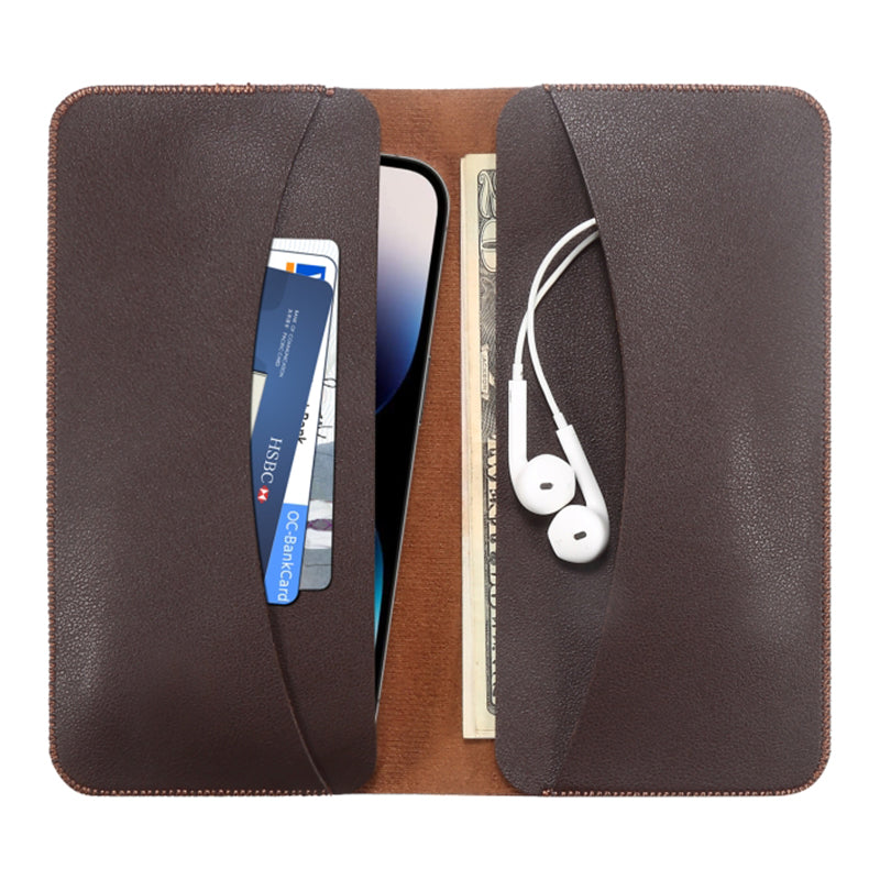 19x10x0.7cm Cell Phone Wallet PU Leather Clutch Bag Card Holder Storage Bag for 5.5-6 inch Mobile Phone, Size L