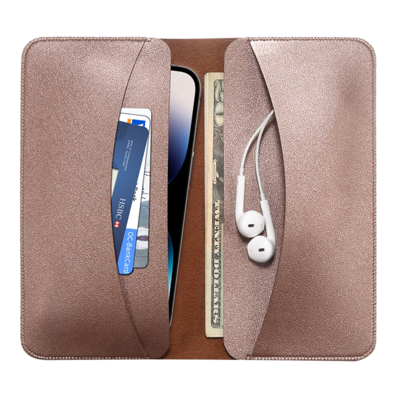 19x10x0.7cm Cell Phone Wallet PU Leather Clutch Bag Card Holder Storage Bag for 5.5-6 inch Mobile Phone, Size L