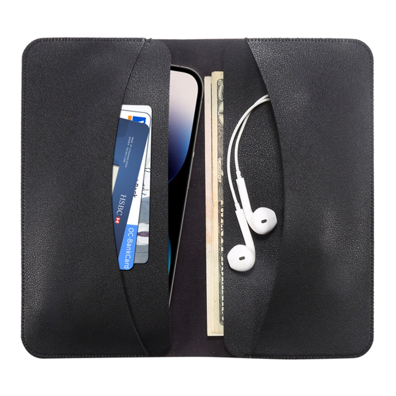 19x10x0.7cm Cell Phone Wallet PU Leather Clutch Bag Card Holder Storage Bag for 5.5-6 inch Mobile Phone, Size L