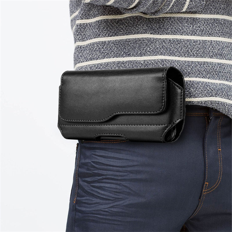 Horizontal Phone Belt Bag Shockproof PU Leather Waist Pouch for Universal Cell Phones