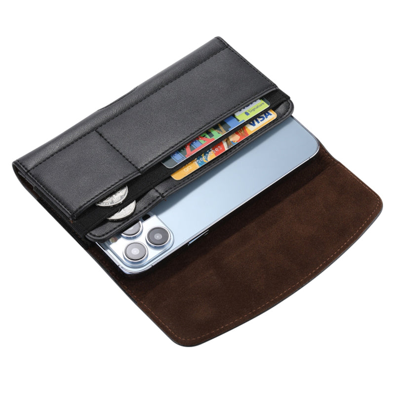 Card Slots Cell Phone Belt Bag Anti-Drop PU Leather Waist Phone Pouch with Magnetic Closure