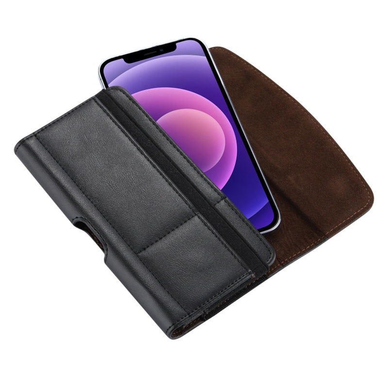Card Slots Cell Phone Belt Bag Anti-Drop PU Leather Waist Phone Pouch with Magnetic Closure