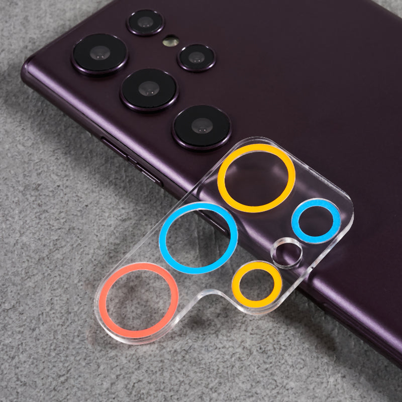MKADI For Samsung Galaxy S23 Ultra Luminous Tempered Glass Camera Lens Protector Anti-scratch Film