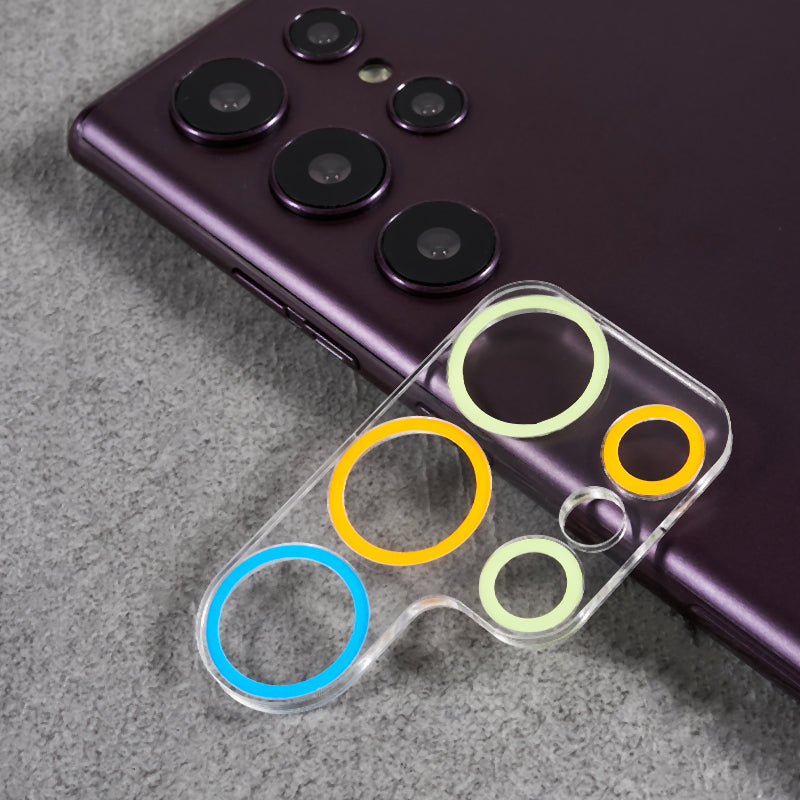 MKADI For Samsung Galaxy S23 Ultra Luminous Tempered Glass Camera Lens Protector Anti-scratch Film