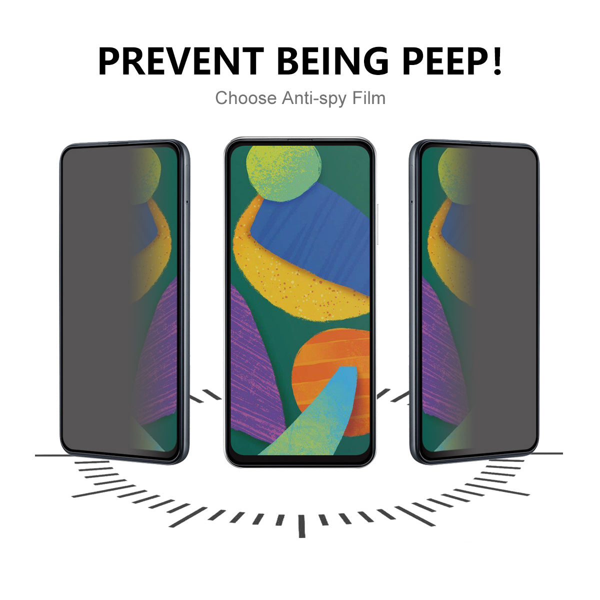For Motorola Moto E13 4G Privacy Screen Protector Full Coverage Silk Printing Tempered Glass Film (Side Glue)