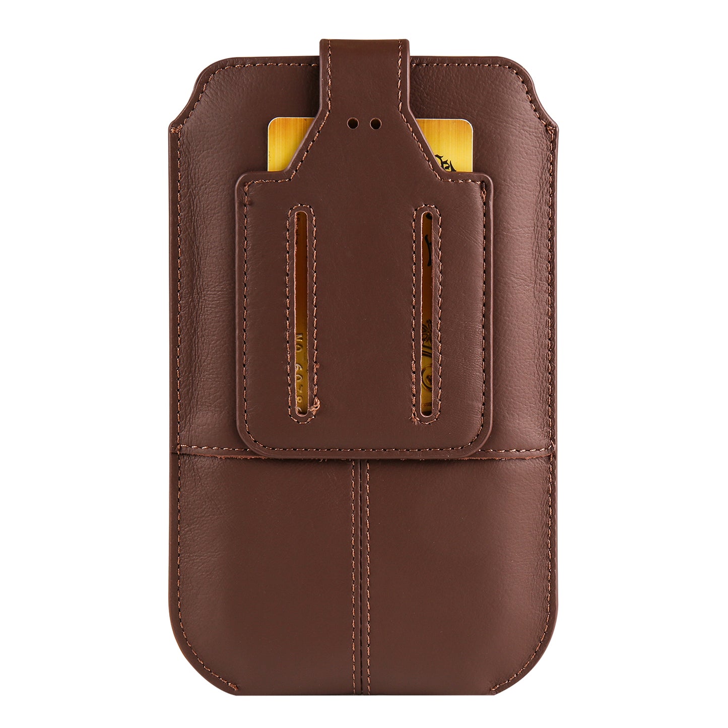 Genuine Cow Leather Belt Case for Universal 6.1-inch Phone Card Holder Cell Phone Holster Pouch with Belt Clip