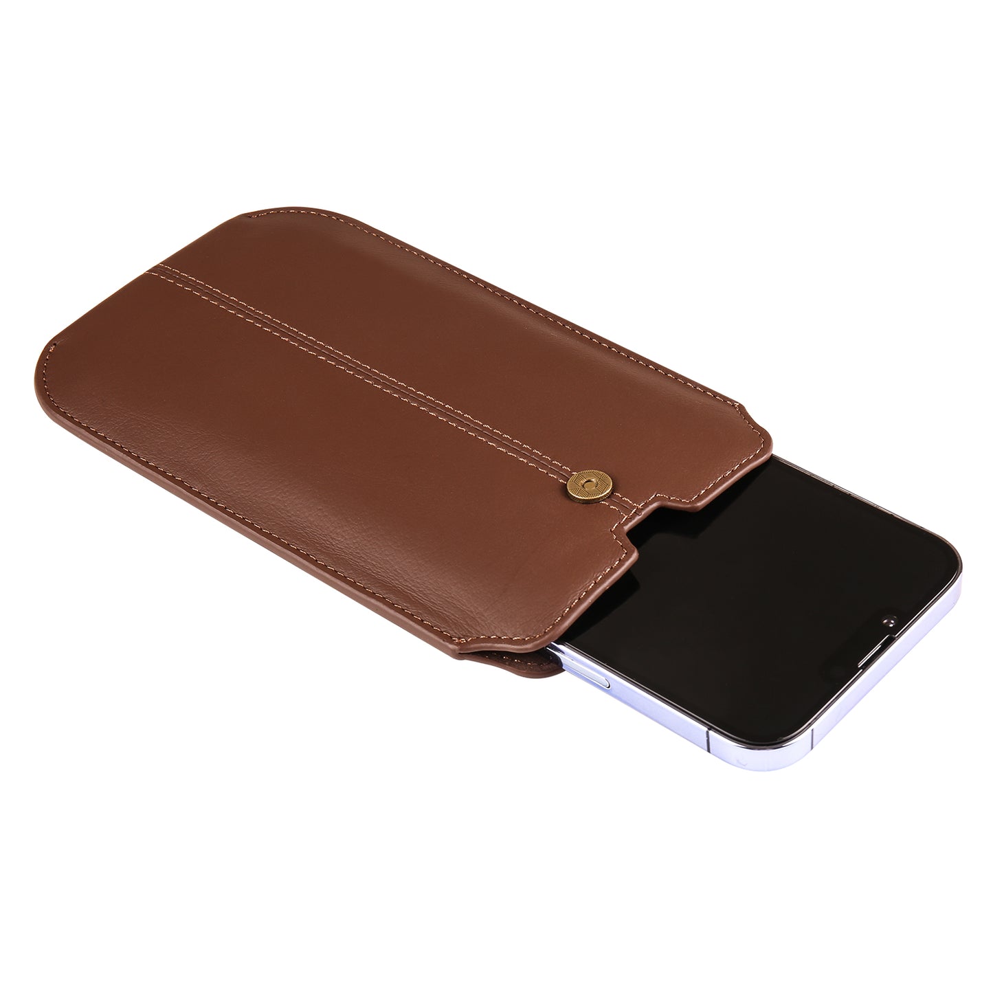 Genuine Cow Leather Belt Case for Universal 6.1-inch Phone Card Holder Cell Phone Holster Pouch with Belt Clip