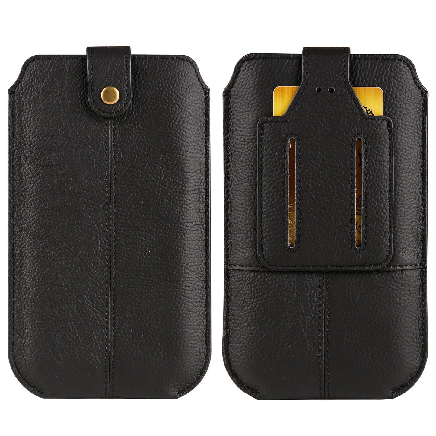 Genuine Cow Leather Belt Case for Universal 6.1-inch Phone Card Holder Cell Phone Holster Pouch with Belt Clip