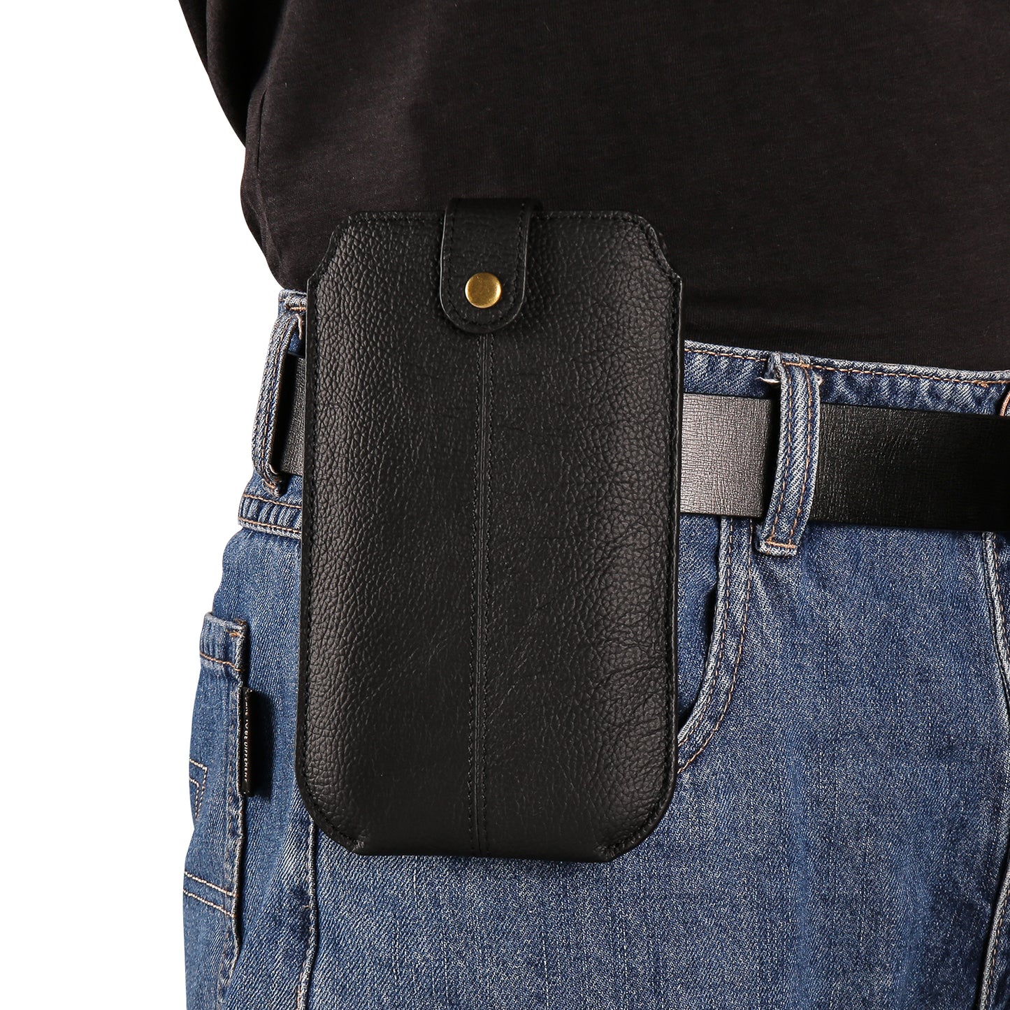 Genuine Cow Leather Belt Case for Universal 6.1-inch Phone Card Holder Cell Phone Holster Pouch with Belt Clip