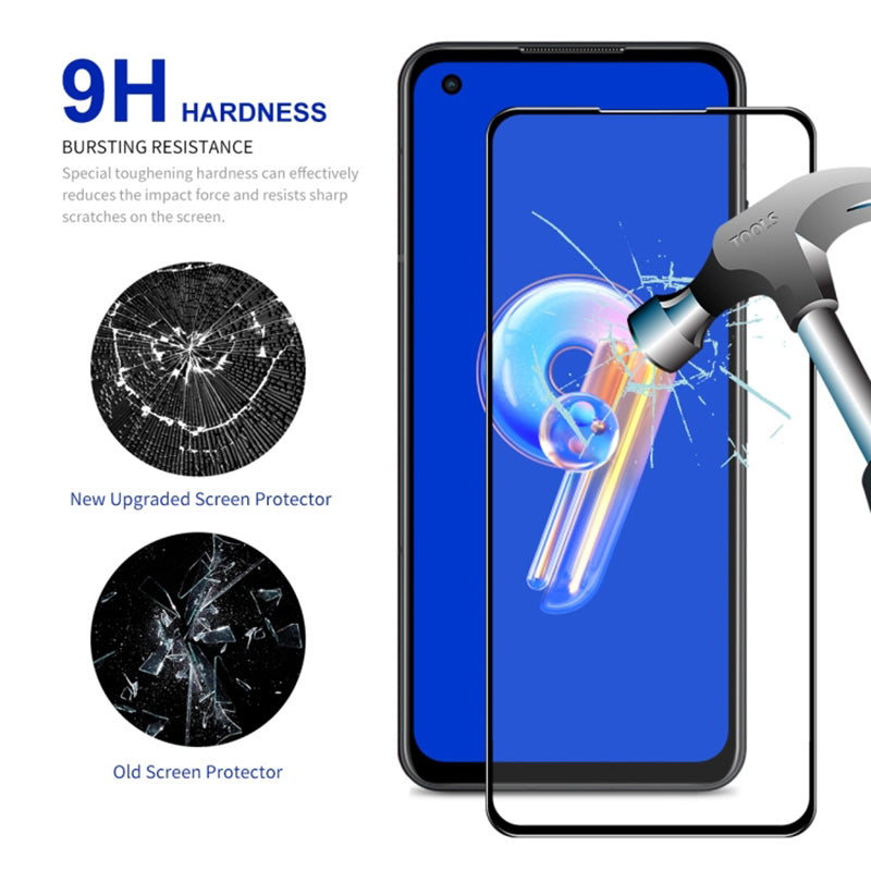 For Asus Zenfone 9 5G Full Glue Phone Full Screen Protector Silk Printing Ultra Clear Tempered Glass Film