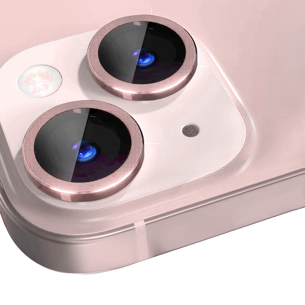 NORTHJO For iPhone 13 mini 5.4 inch / 13 6.1 inch 1 Set Camera Lens Protector CD Vein Metal Ring Tempered Glass Lens Film