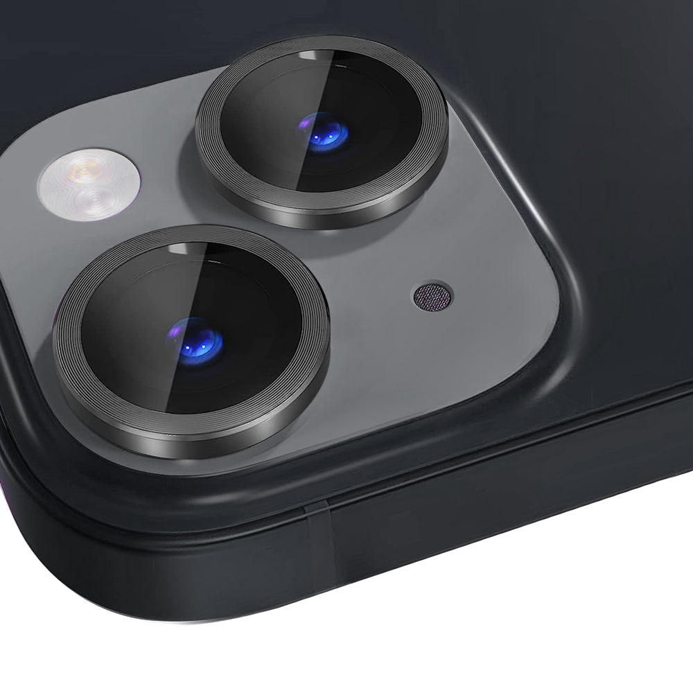 NORTHJO For iPhone 13 mini 5.4 inch / 13 6.1 inch 1 Set Camera Lens Protector CD Vein Metal Ring Tempered Glass Lens Film