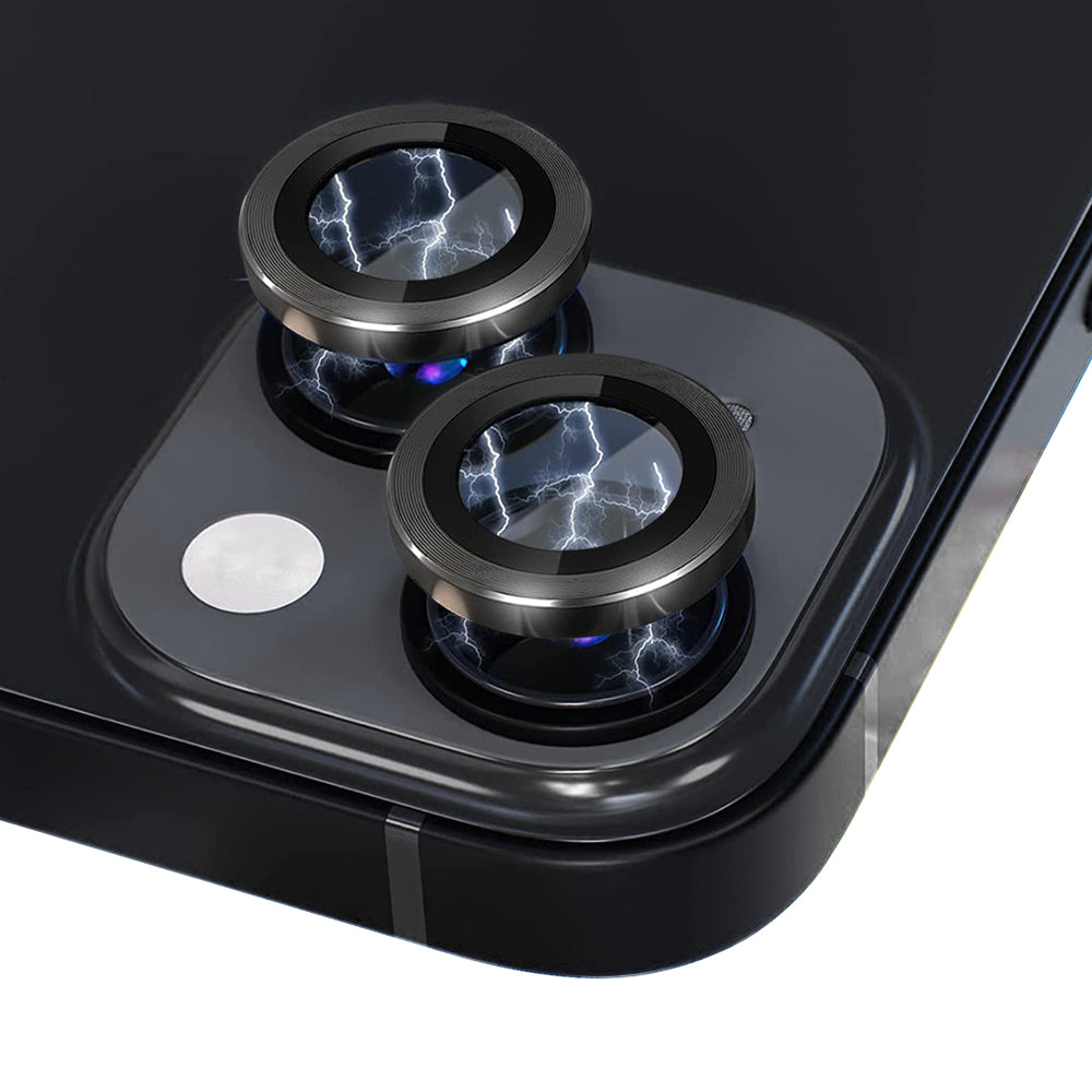NORTHJO For iPhone 13 mini 5.4 inch / 13 6.1 inch 1 Set Camera Lens Protector CD Vein Metal Ring Tempered Glass Lens Film