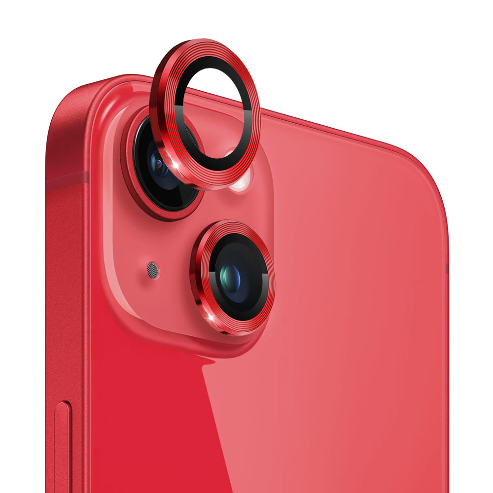 NORTHJO For iPhone 13 mini 5.4 inch / 13 6.1 inch 1 Set Camera Lens Protector CD Vein Metal Ring Tempered Glass Lens Film