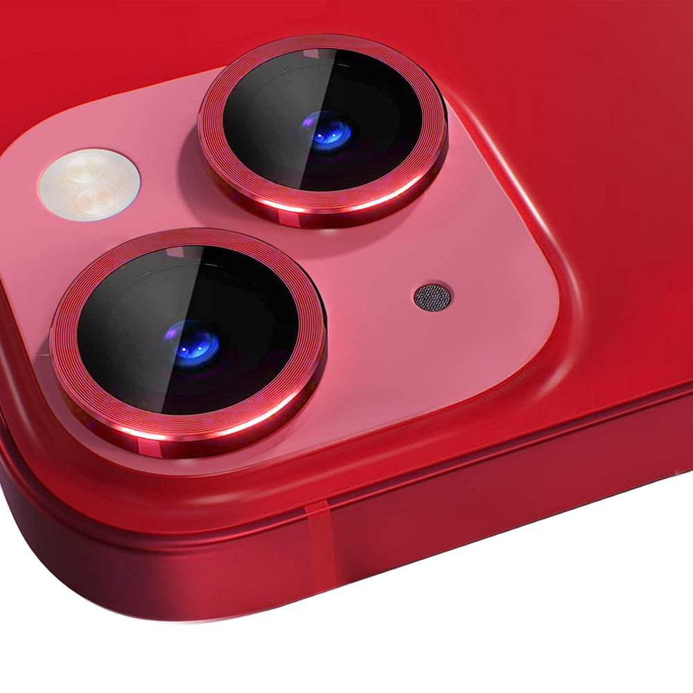 NORTHJO For iPhone 13 mini 5.4 inch / 13 6.1 inch 1 Set Camera Lens Protector CD Vein Metal Ring Tempered Glass Lens Film