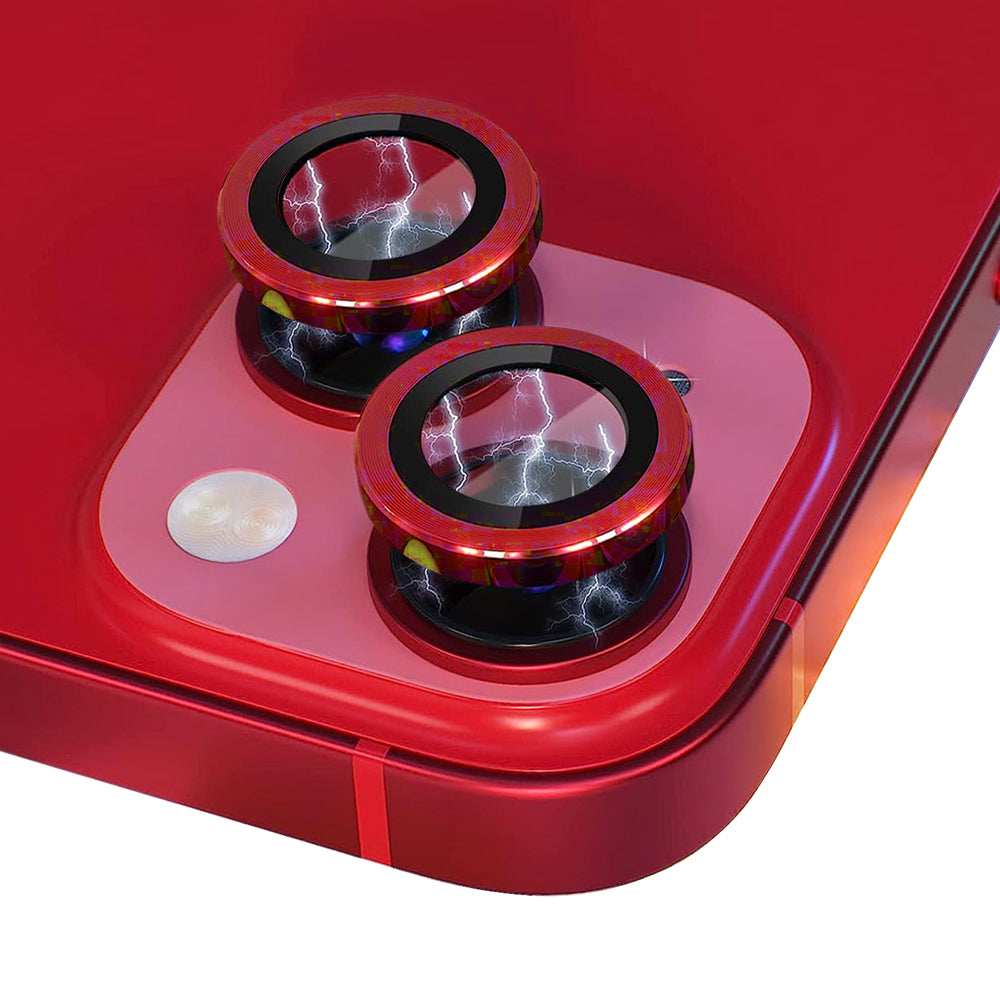 NORTHJO For iPhone 13 mini 5.4 inch / 13 6.1 inch 1 Set Camera Lens Protector CD Vein Metal Ring Tempered Glass Lens Film