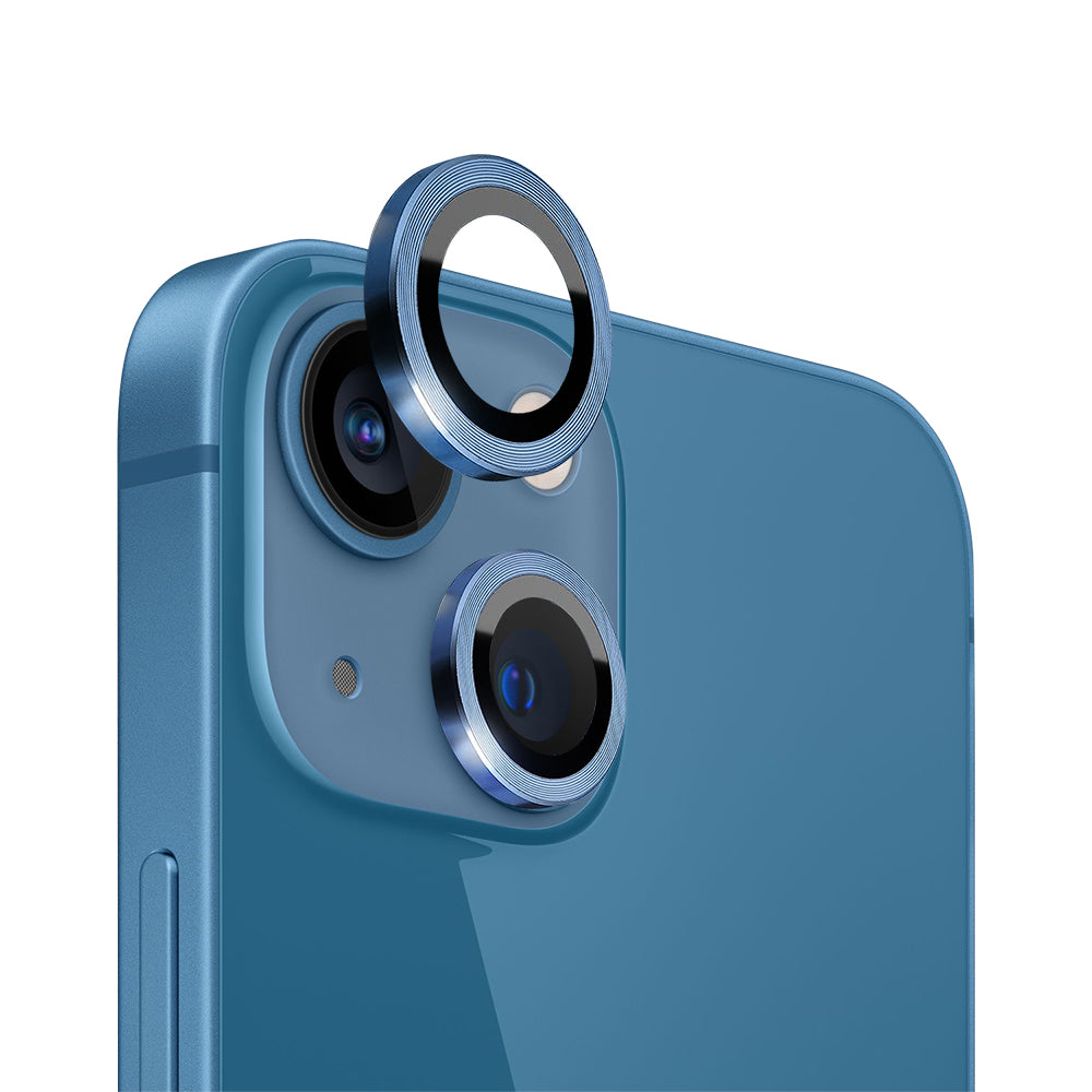 NORTHJO For iPhone 13 mini 5.4 inch / 13 6.1 inch 1 Set Camera Lens Protector CD Vein Metal Ring Tempered Glass Lens Film