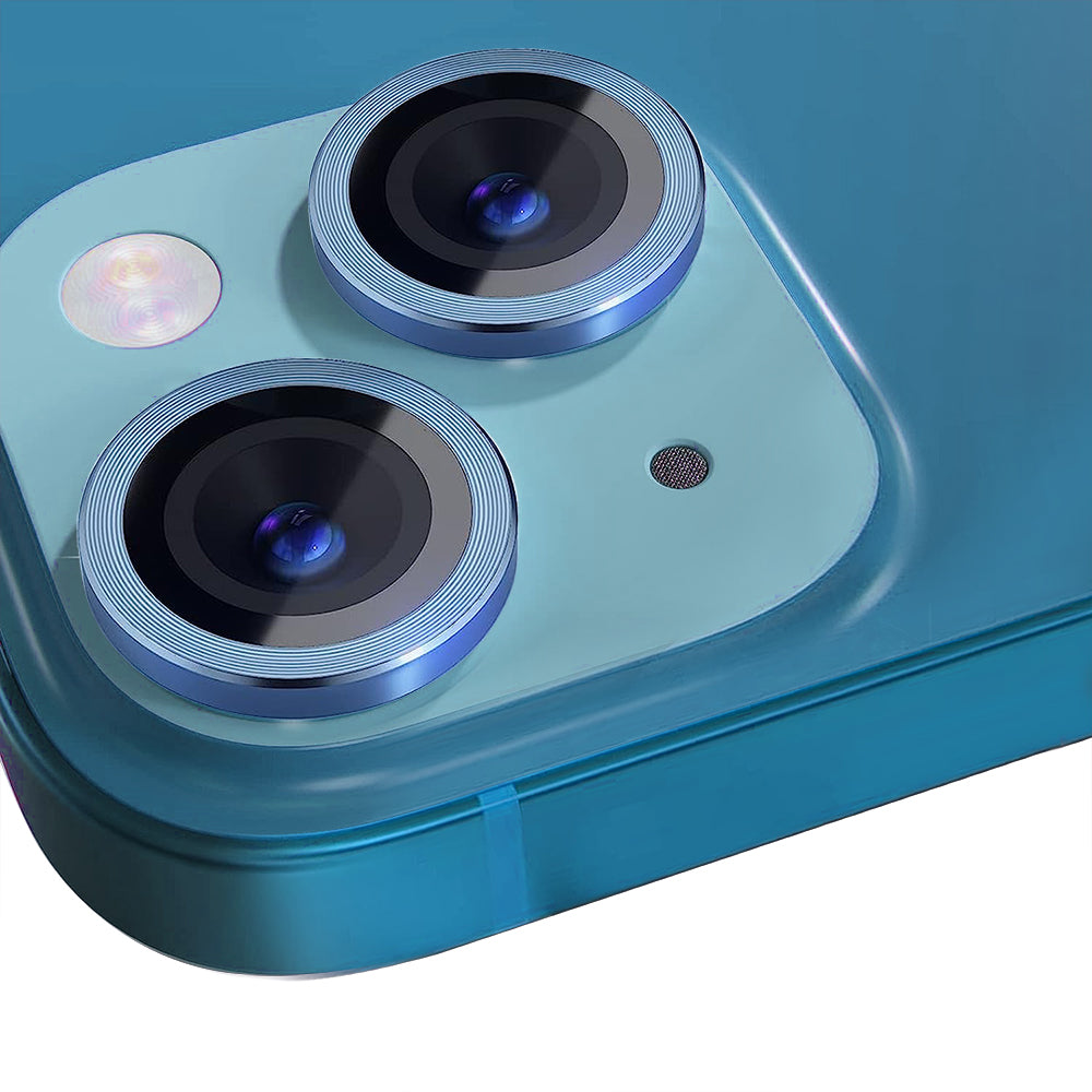 NORTHJO For iPhone 13 mini 5.4 inch / 13 6.1 inch 1 Set Camera Lens Protector CD Vein Metal Ring Tempered Glass Lens Film