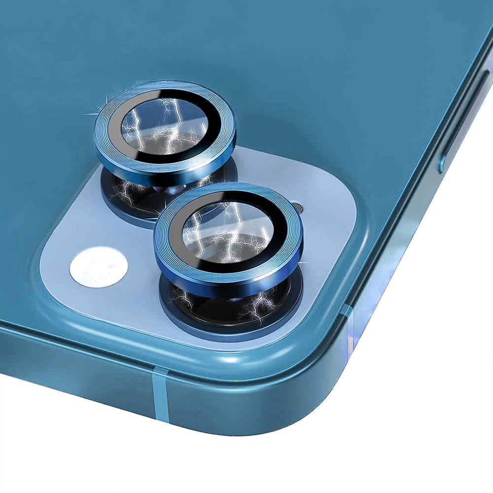 NORTHJO For iPhone 13 mini 5.4 inch / 13 6.1 inch 1 Set Camera Lens Protector CD Vein Metal Ring Tempered Glass Lens Film
