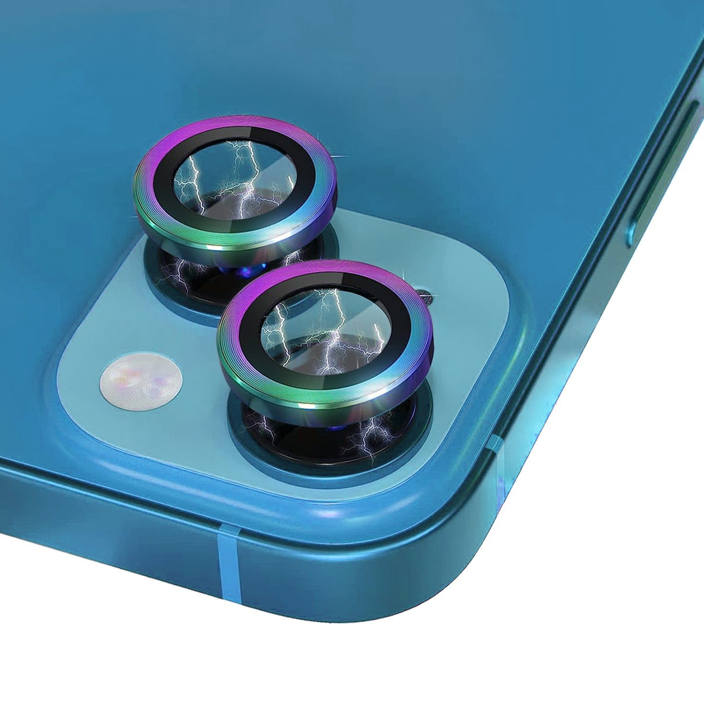 NORTHJO For iPhone 13 mini 5.4 inch / 13 6.1 inch 1 Set Camera Lens Protector CD Vein Metal Ring Tempered Glass Lens Film
