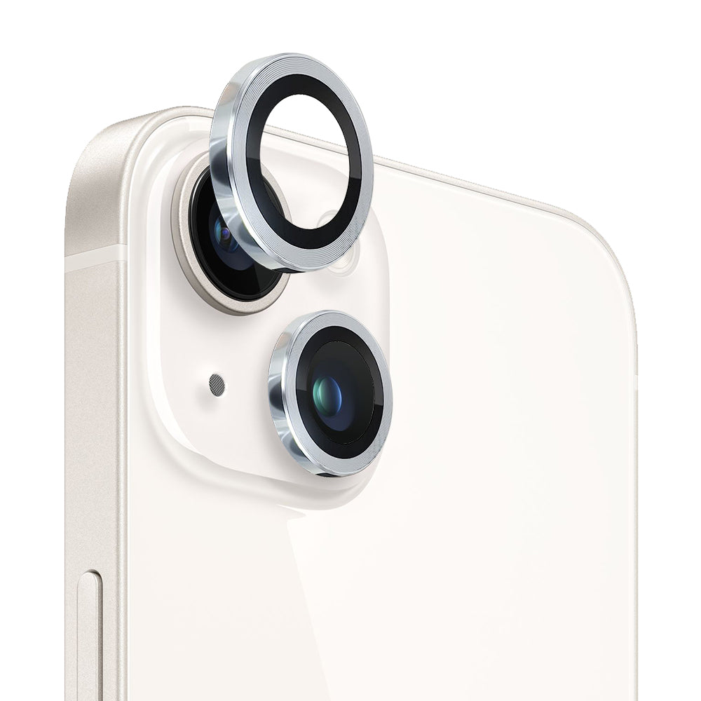 NORTHJO For iPhone 13 mini 5.4 inch / 13 6.1 inch 1 Set Camera Lens Protector CD Vein Metal Ring Tempered Glass Lens Film