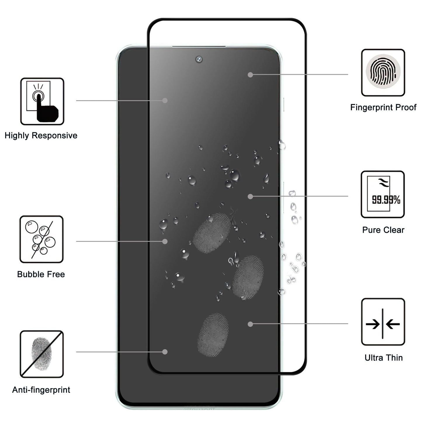 For OnePlus Nord 3 5G Super Clear Cell Phone Screen Protector Black Edge Full Glue AGC Glass Screen Covering Film