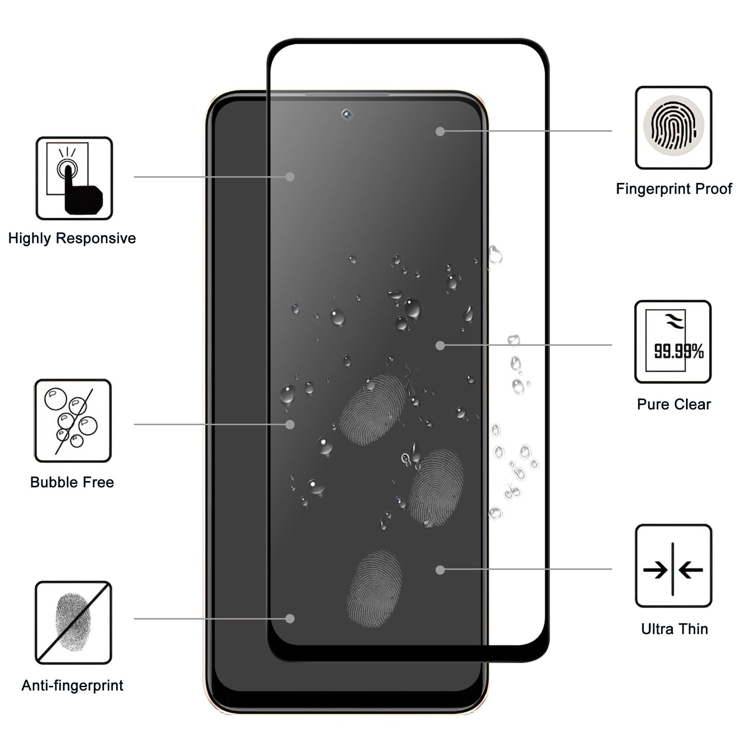 For Xiaomi Redmi Note 12R Pro 5G Black Edge Full Glue Phone Screen Film AGC Glass Screen Covering Protector