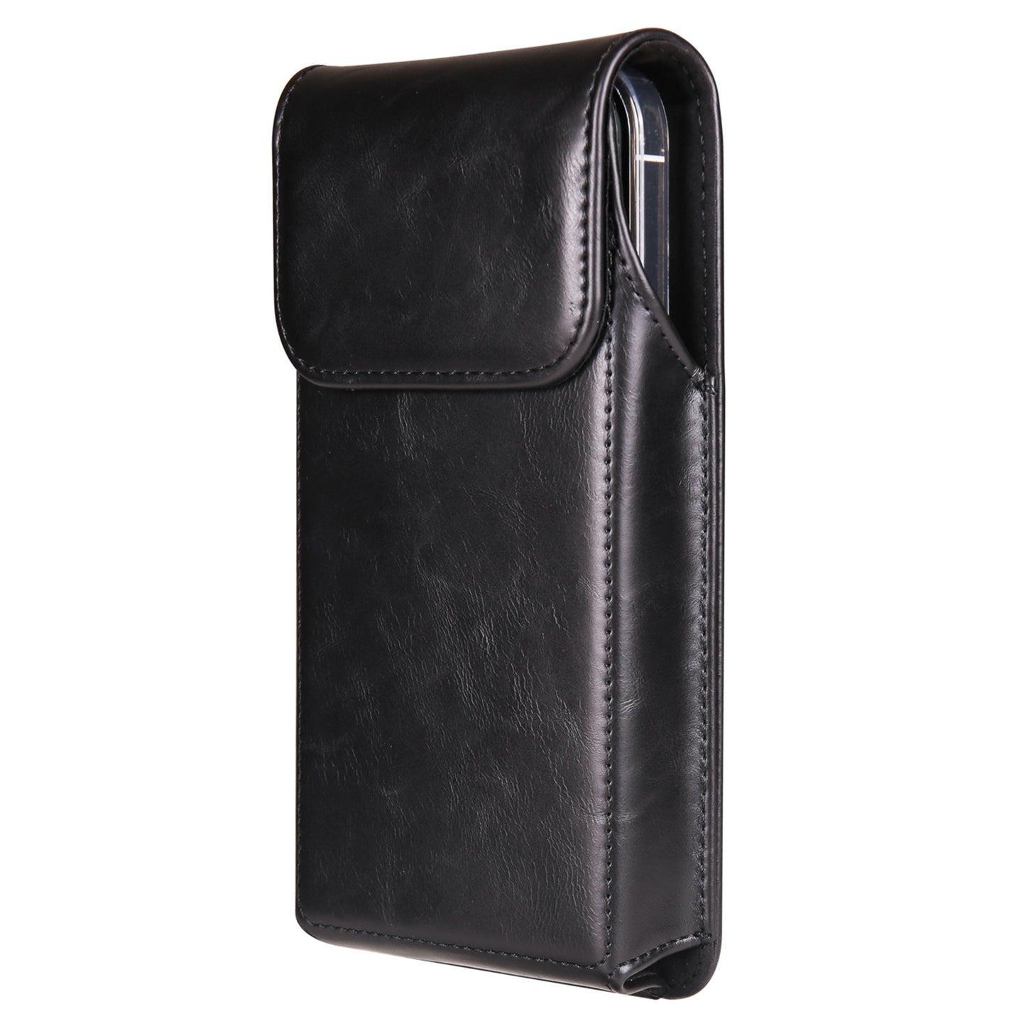 Crazy Horse Texture PU Leather Wasit Phone Bag for 6.1 Cell Phone Universal Belt Pouch with Back Clip