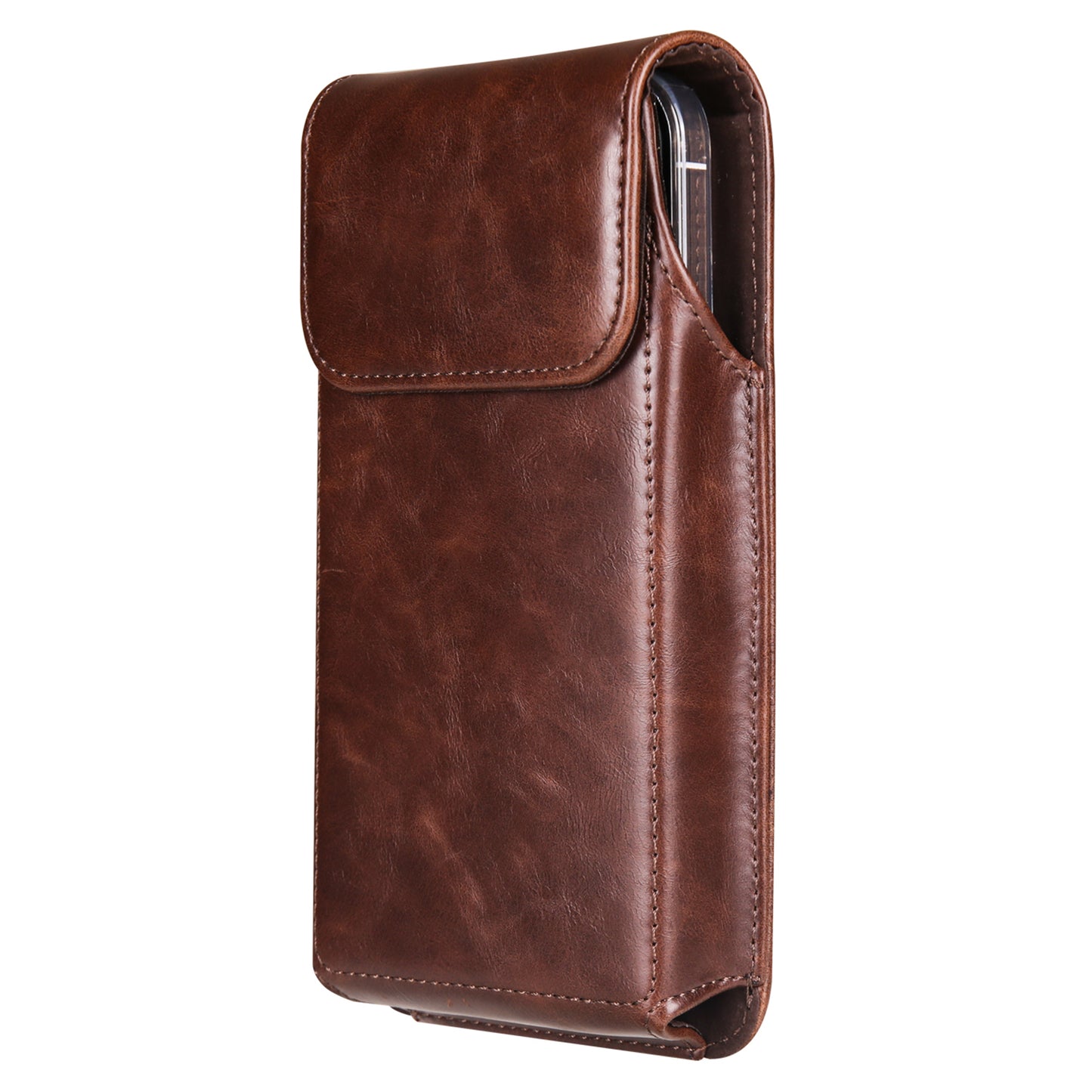 Crazy Horse Texture PU Leather Wasit Phone Bag for 6.1 Cell Phone Universal Belt Pouch with Back Clip