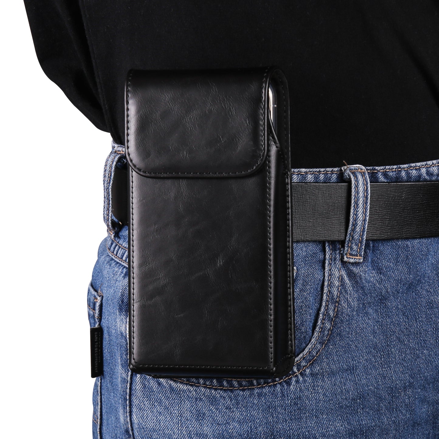 Crazy Horse Texture PU Leather Wasit Phone Pouch for 6.7 Mobile Phone Belt Bag with Back Clip