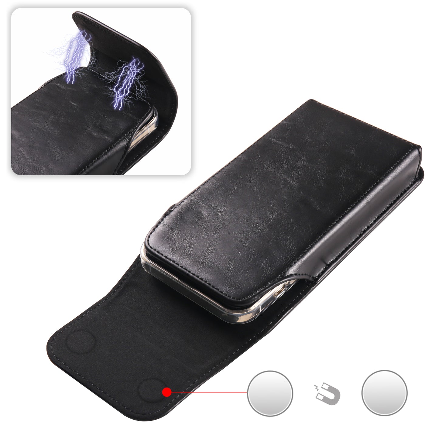 Crazy Horse Texture PU Leather Wasit Phone Pouch for 6.7 Mobile Phone Belt Bag with Back Clip