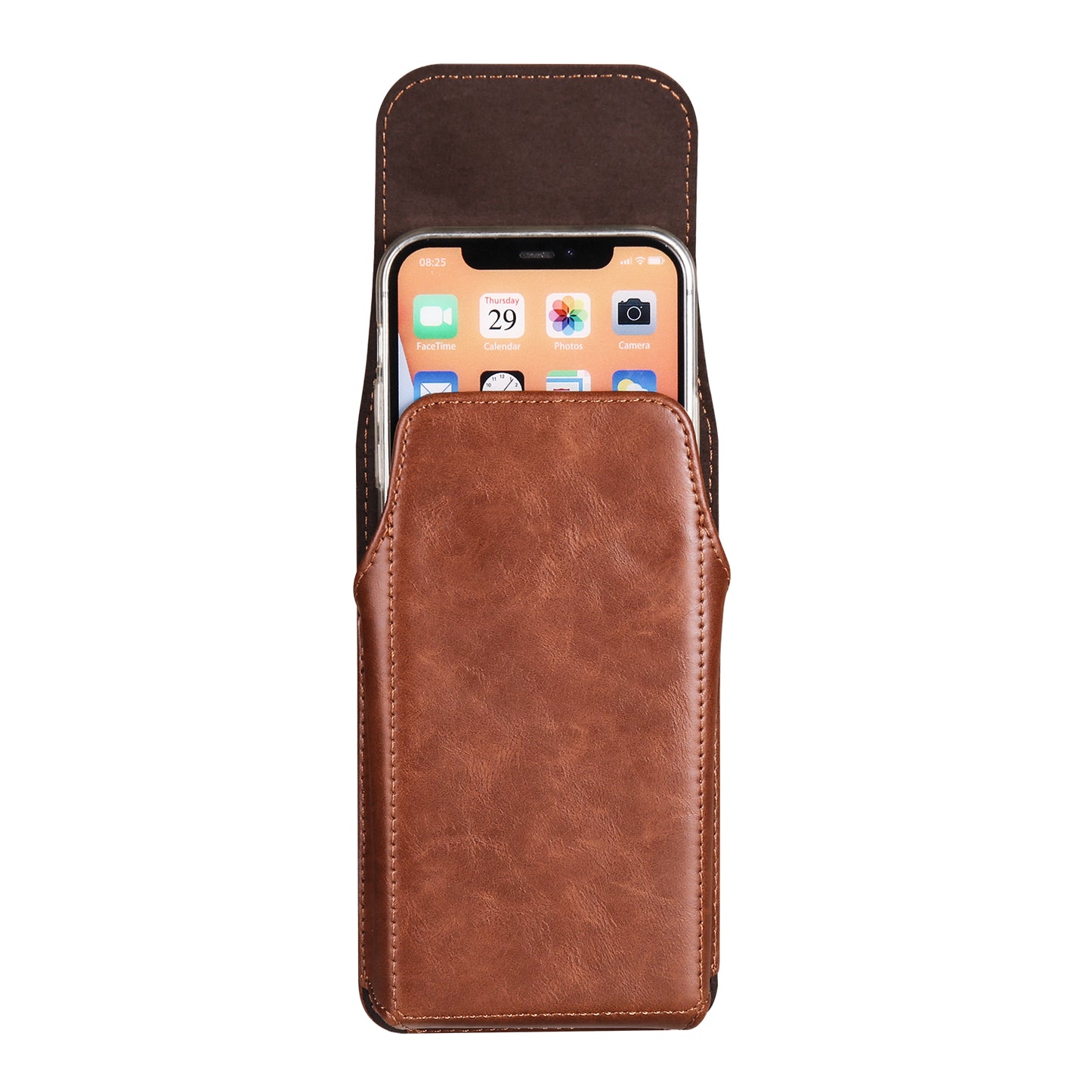 Crazy Horse Texture PU Leather Wasit Phone Pouch for 6.7 Mobile Phone Belt Bag with Back Clip