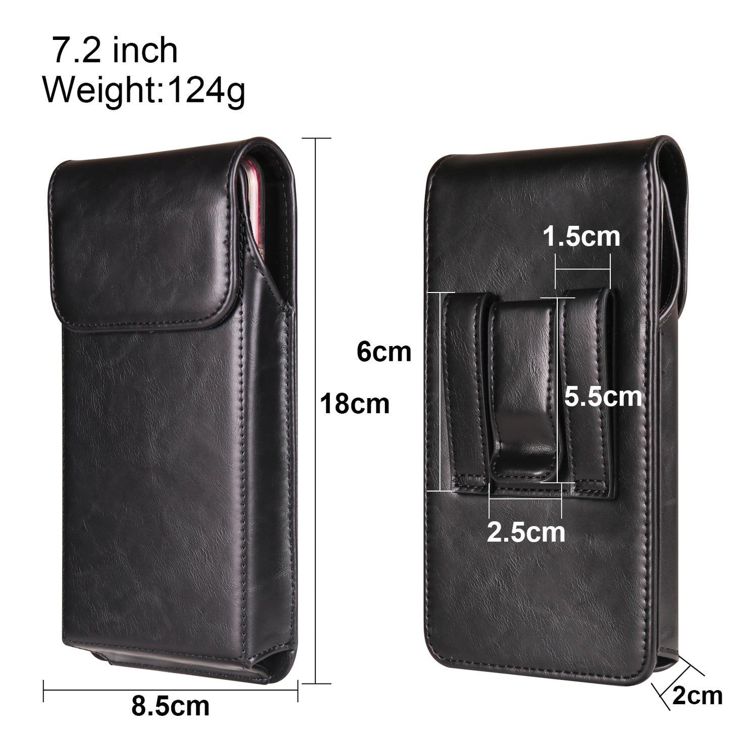 Universal Wasit Phone Bag with Back Clip for 7.2 Cell Phone Crazy Horse Texture PU Leather Belt Pouch
