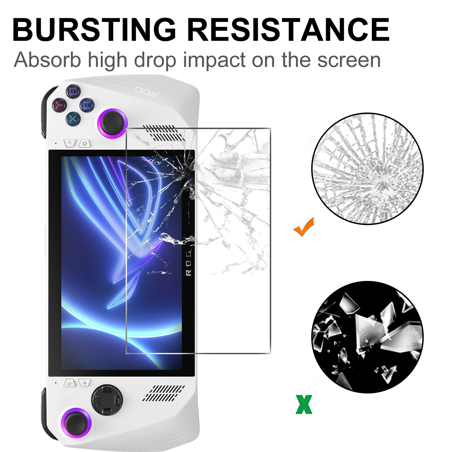 For Asus ROG Ally (2023) Tempered Glass Screen Protector 9H Hardness 2.5D Arc Edge Anti-Bubble Film