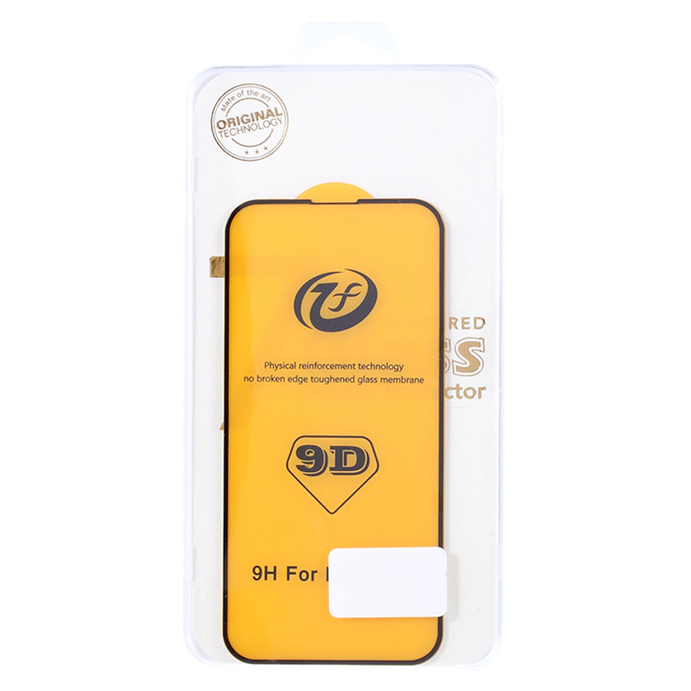 For iPhone 15 Pro Max Silk Printing Black Edge Full Screen Protector 9D Tempered Glass Full Glue Film