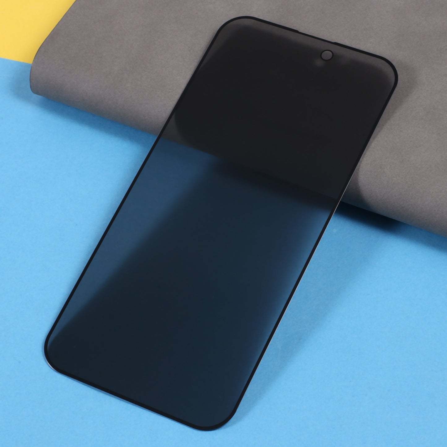 For iPhone 15 Privacy Screen Protector Silk Printing High Aluminium-silicon Glass Full Glue Full Coverage Anti-Spy Film