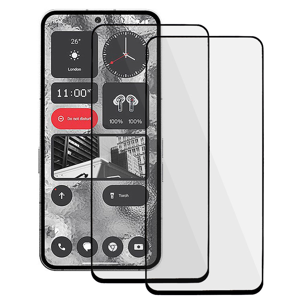 2Pcs Full Screen Protector for Nothing Phone (2) , Black Edge Silk Printing Tempered Glass Screen Film (Full Glue)