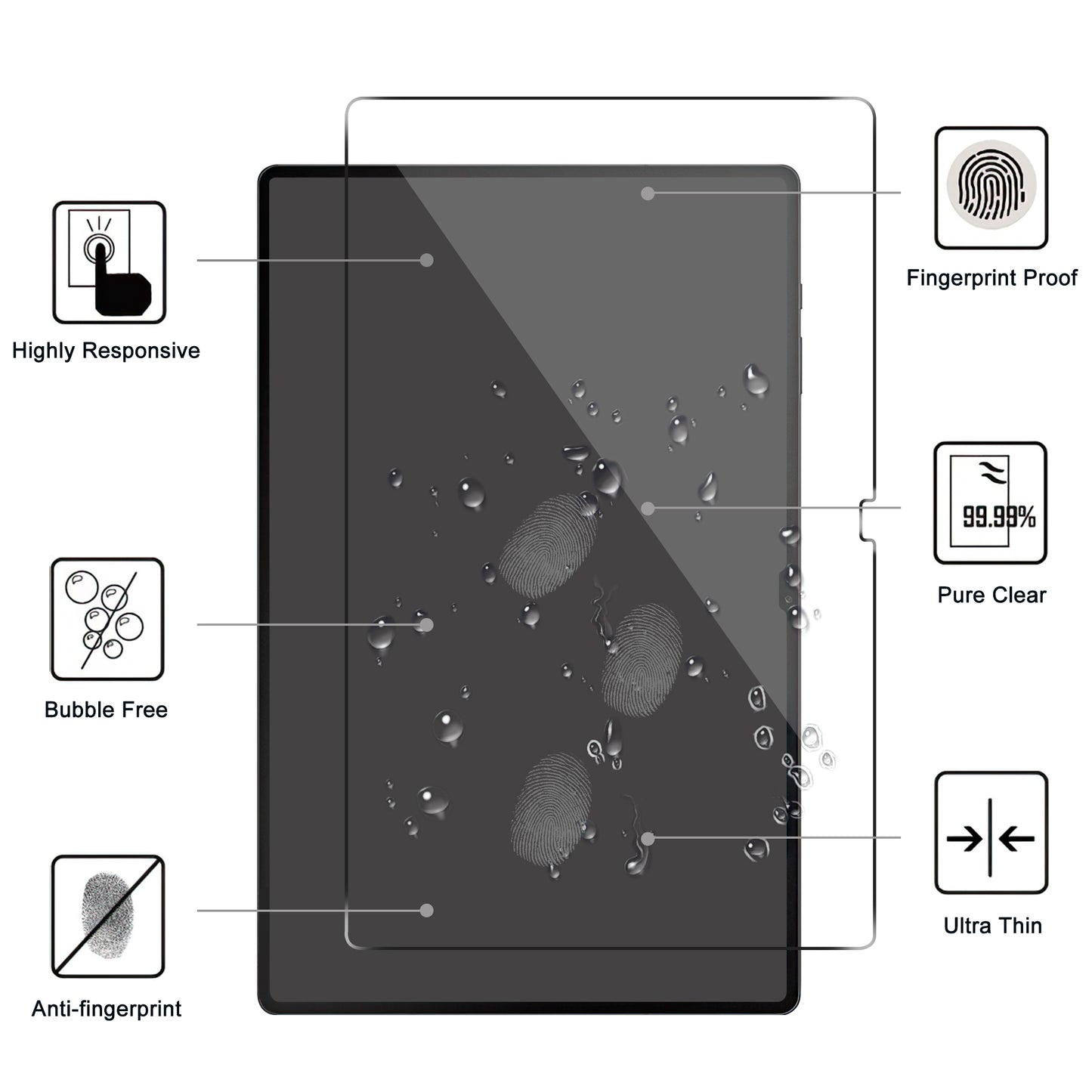 For Samsung Galaxy Tab S9 Ultra / Tab S8 Ultra Tablet Screen Protector Arc Edge Dustproof Tempered Glass Screen Film
